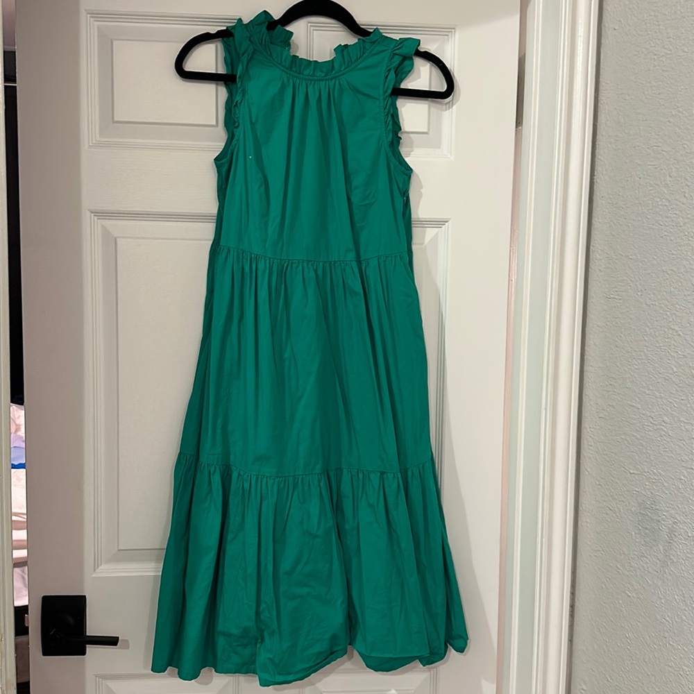 JCrew Green poplin midi